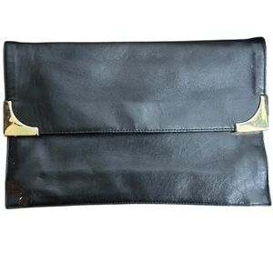 Chic Black Clutch with Gold Details